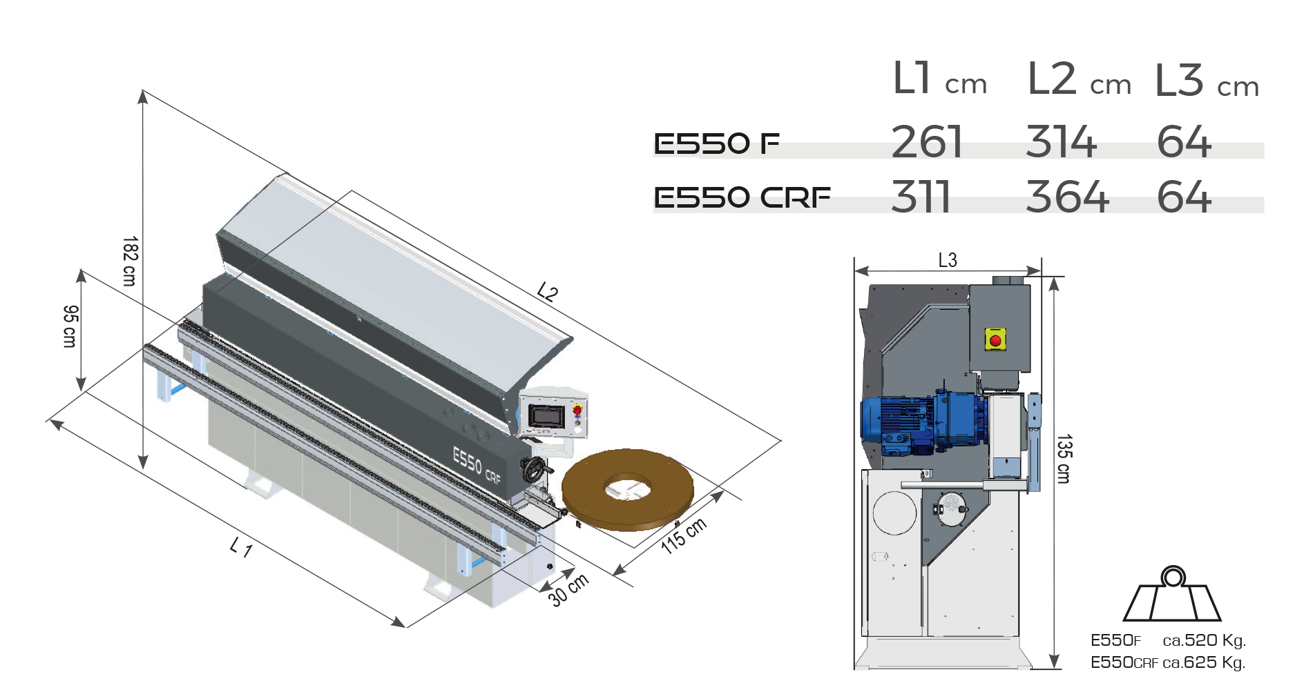 E550F CRF 6 techical drawing dimensions2023ok