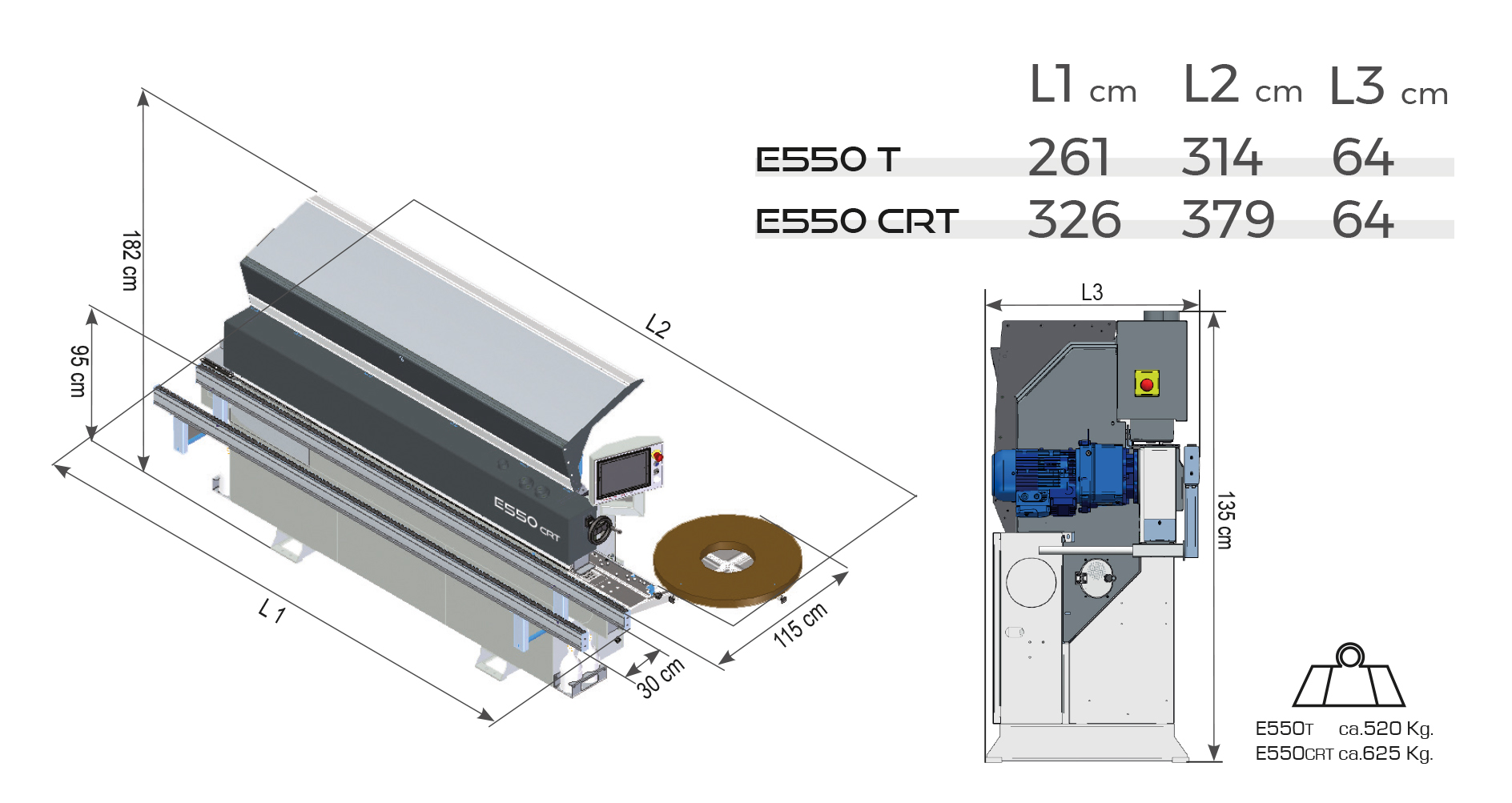 E550T CRT 6 techical drawing dimensions2023